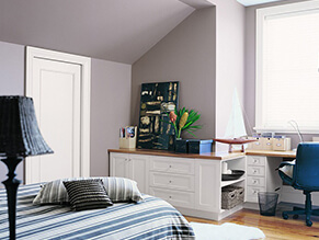 Neutral themed office style bedroom